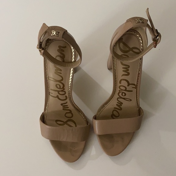 Sam Edelman YARO BLOCK HEEL SANDAL Soft Beige Leather - Picture 3 of 7